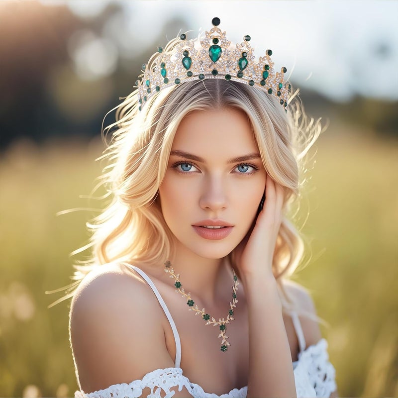 Kamirola Tiaras and Crowns for Women,Tiaras Earrings Necklace, Crystal Bridal Jewelry Set, Costume Party Halloween Prom Pageant Jewelry for Women(TR45) - Image 2